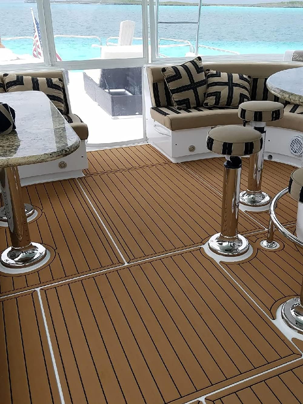 Boat Flooring Eva Foam Decking Sheet Faux Teak Marine Mat Marine Carpet Cooler Tops Seating Non-slip Self-adhesive Flooring For Motorboat RV Yacht Kayak Swim Platform 94"x44"/35"/23"/16" By PAIDU