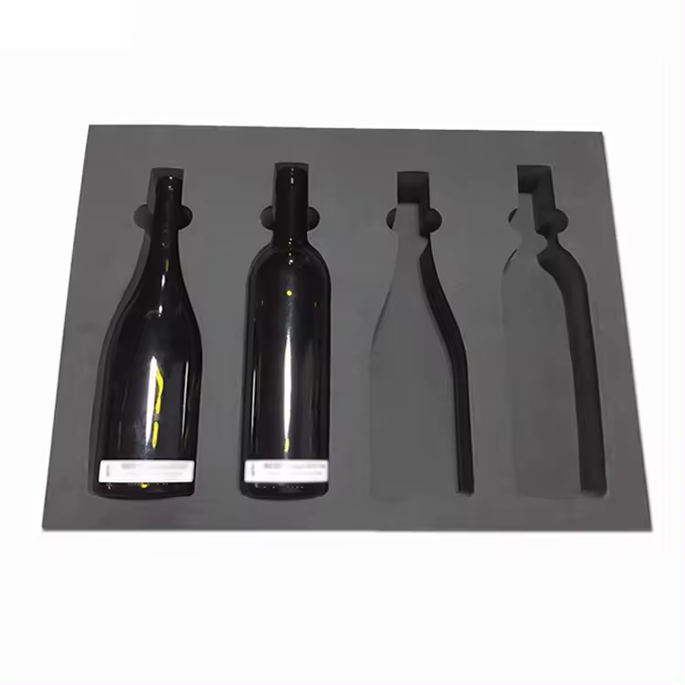 Paidu custom Shockproof oil bottle box die cut packaging material black velvet EVA foam insert with logo printing